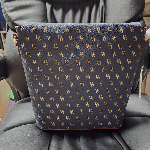 Dooney & Bourke Navy and Gold Tote Bag - Picture 3 of 6